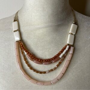 Elegant Multi-Strand Necklace in Pink and Cream